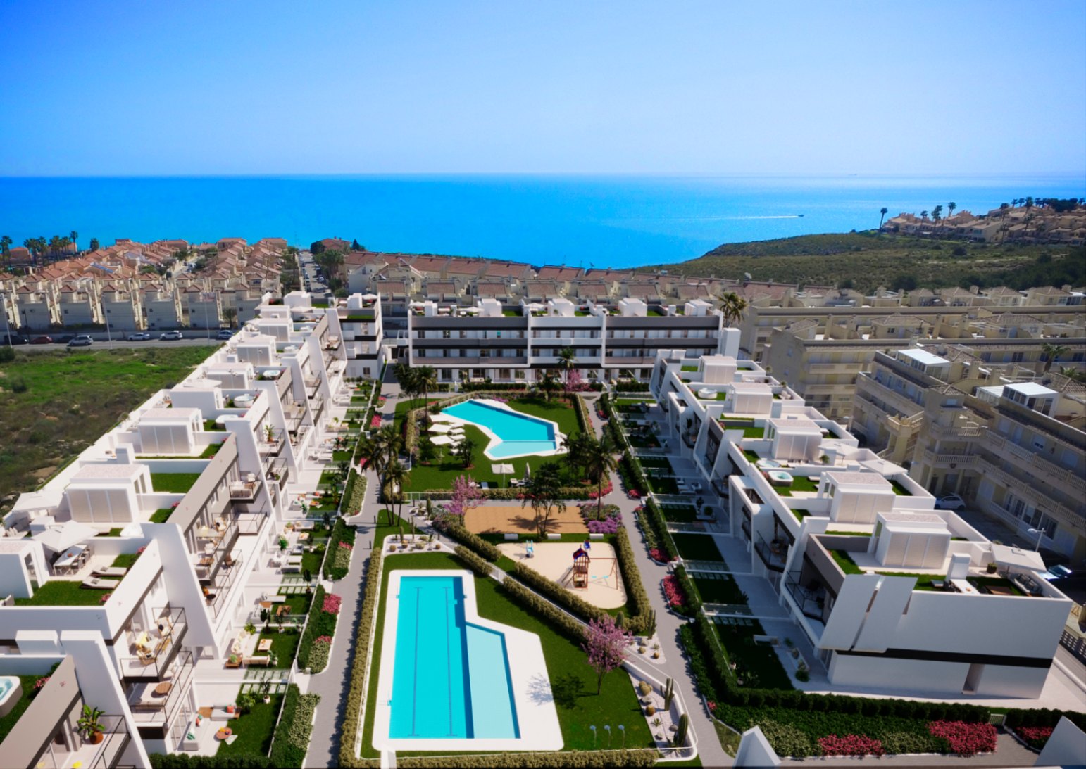 Apartamentos nuevos con piscina, 2 - 3 dormitorios, Santa Pola Alicante